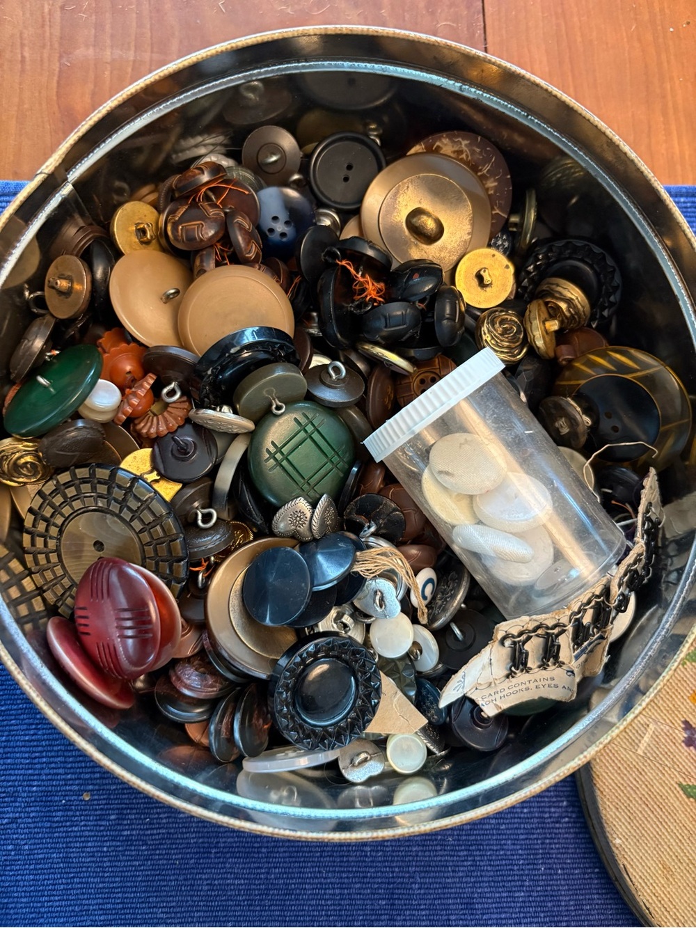 Vintage Mix Button Tin - Brown, Black, Green, Cream, Gold